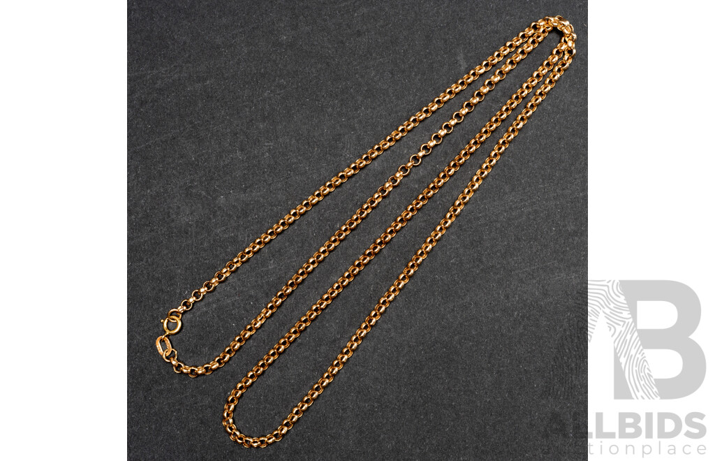 9ct Belcher Link Chain Necklace, 50cm, 2.53 Grams