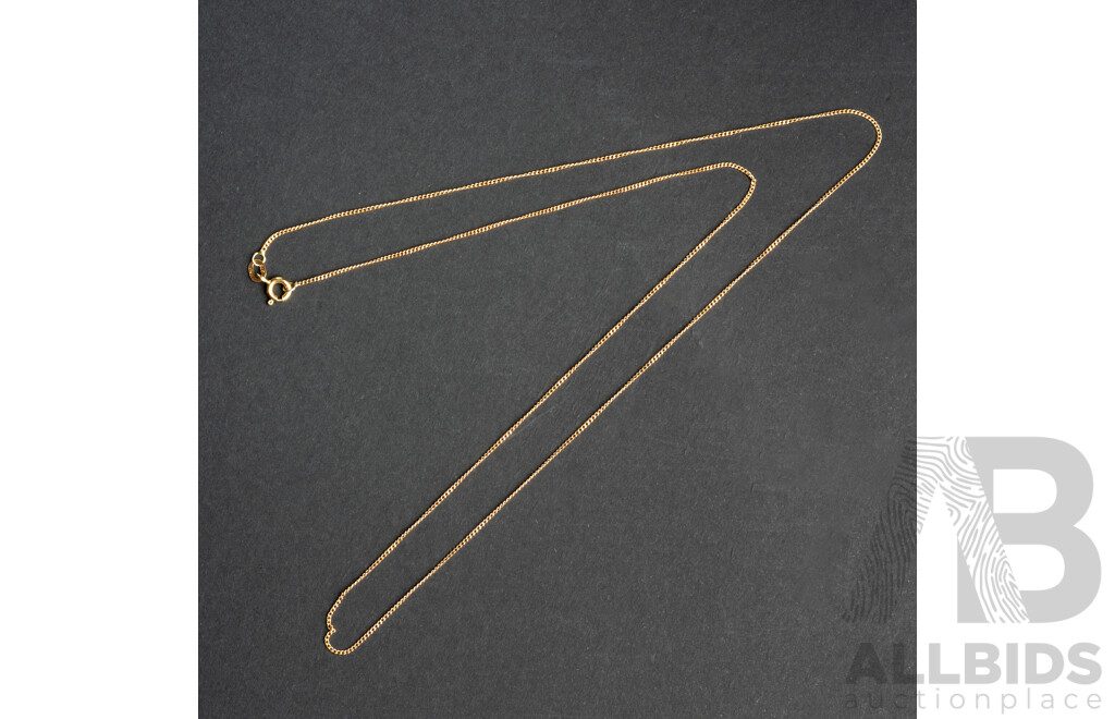 9ct Fine Curb Link Chain Necklace, 55cm, 1.39 Grams