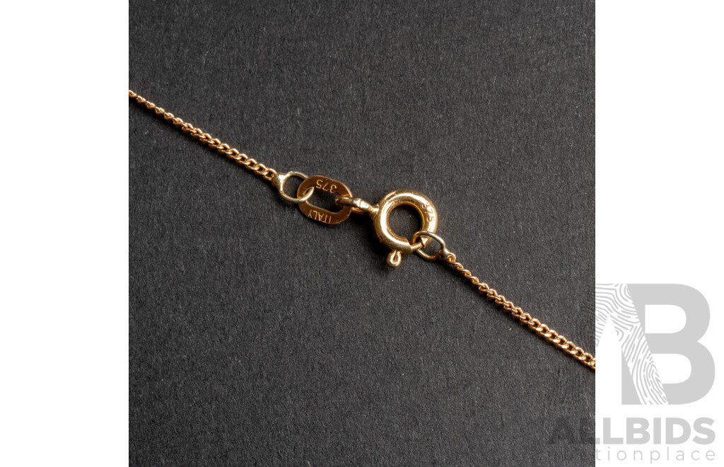 9ct Fine Curb Link Chain Necklace, 55cm, 1.39 Grams