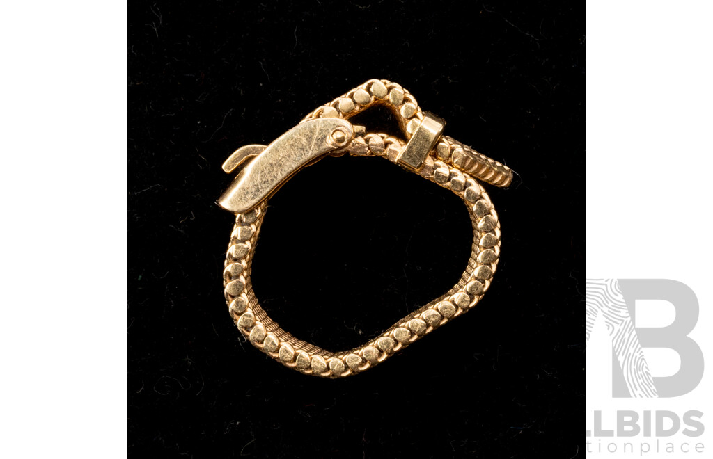 18ct Vintage Adjustable Mesh Belt Buckle Ring Can Be Worn at Size G, K or O, 8.06 Grams