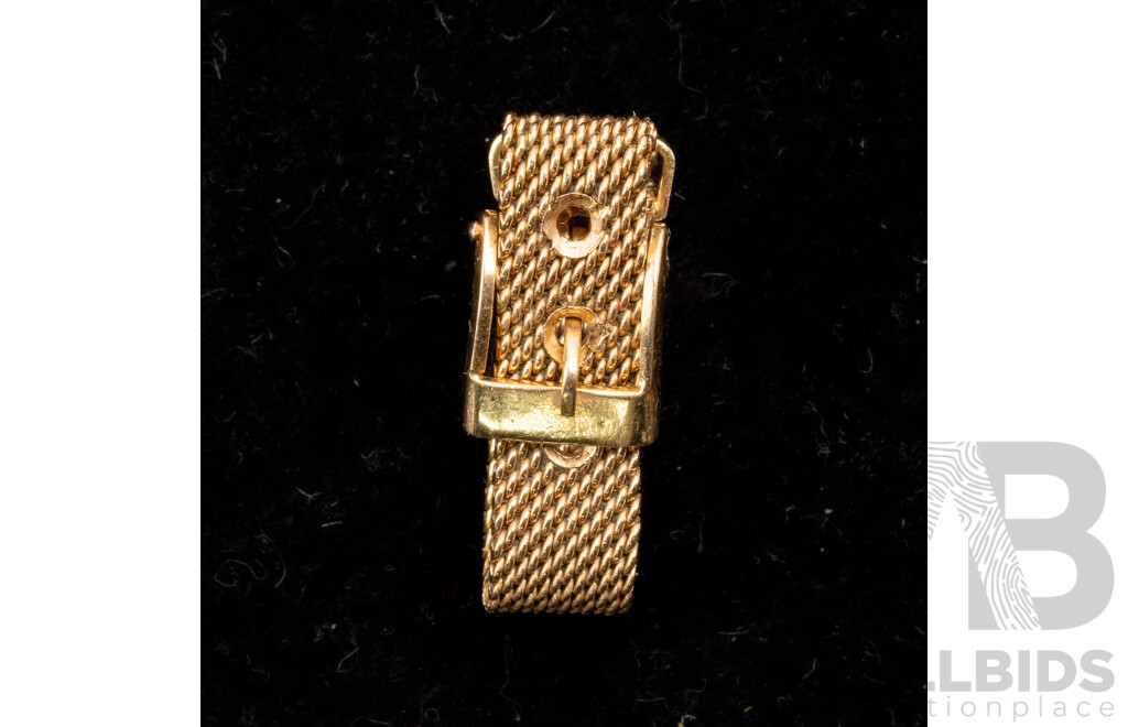 18ct Vintage Adjustable Mesh Belt Buckle Ring Can Be Worn at Size G, K or O, 8.06 Grams