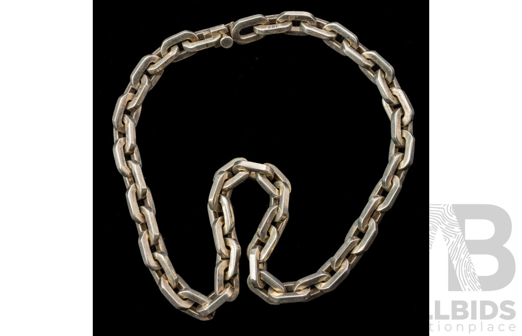 Vintage Mexican Sterling Silver Anchor Chain Necklace, 45cm, 134.0 Grams