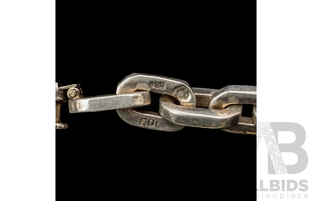 Vintage Mexican Sterling Silver Anchor Chain Necklace, 45cm, 134.0 Grams