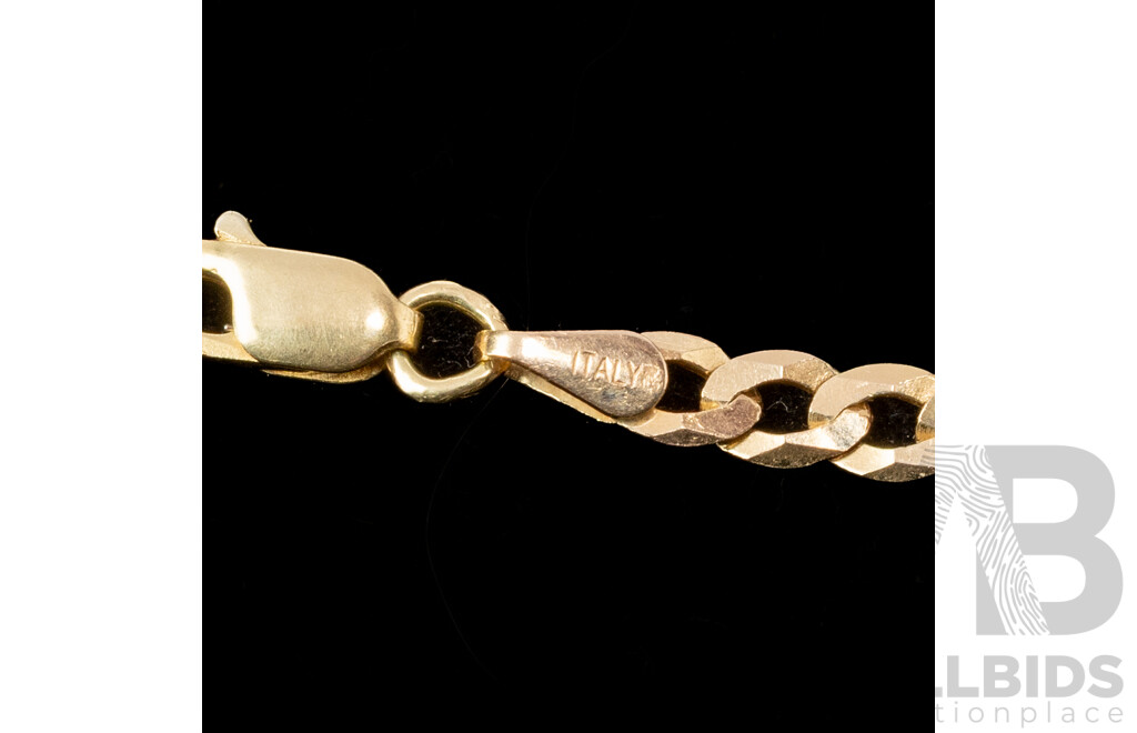 9ct Flat Curb Link Necklace, 55cm, 6.26 Grams