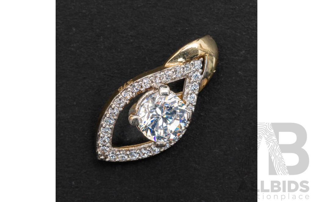 9ct Cubic Zirconia Slider Pendant, 18mm, 1.18 Grams