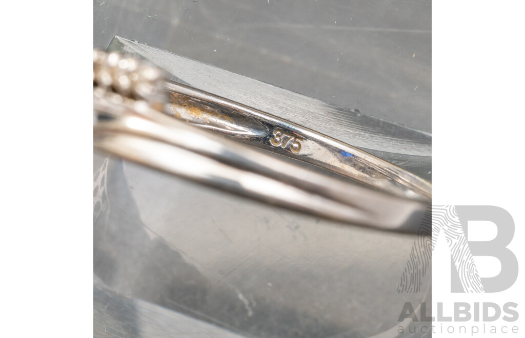 9ct White Gold Sapphire & Diamond Ring, TDW 0.03ct, Size Q, 2.24 Grams
