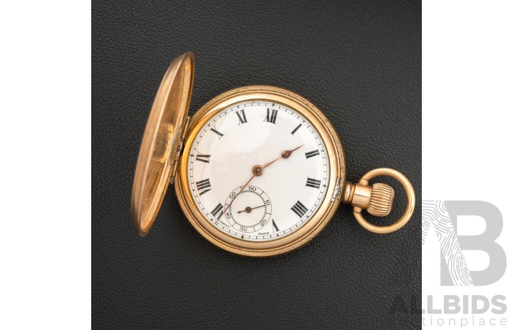 Vintage AWC Co. 50mm Pocket Watch, Gold Plated, Dated 28/10/(19)33