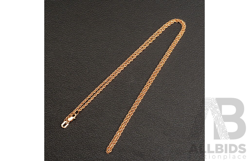 9ct Rose Gold Rope Twist Chain, 45cm, 2.49 Grams