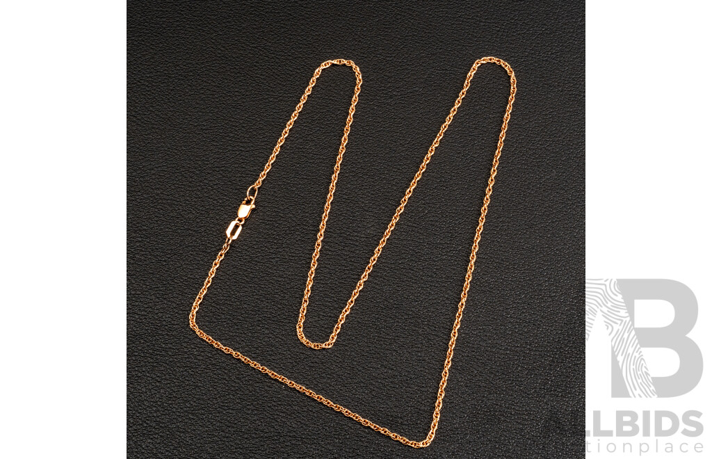 9ct Rose Gold Rope Twist Chain, 45cm, 2.49 Grams