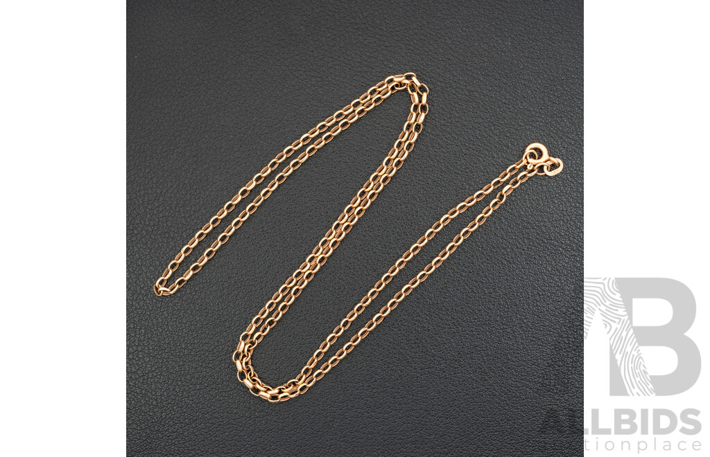 9ct Oval Belcher Link Chain, 50cm, 1.52 Grams