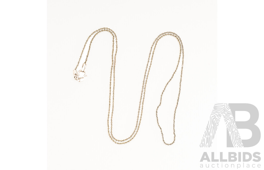 9ct White Gold Diamond Cut Chain, 50cm, 2.02 Grams