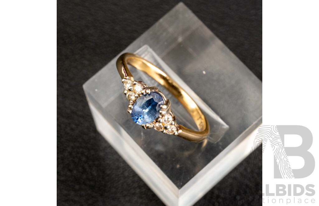 9ct Cornflour Blue Sapphire & Diamond Ring, S0.58ct/TDW0.12ct, Size O, 2.13 Grams