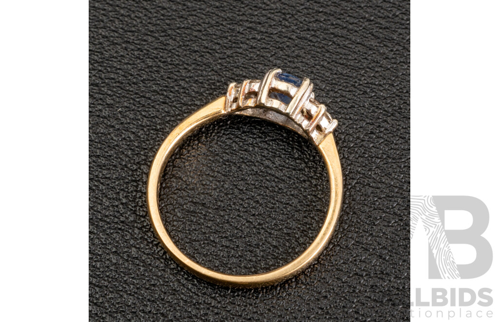 9ct Cornflour Blue Sapphire & Diamond Ring, S0.58ct/TDW0.12ct, Size O, 2.13 Grams