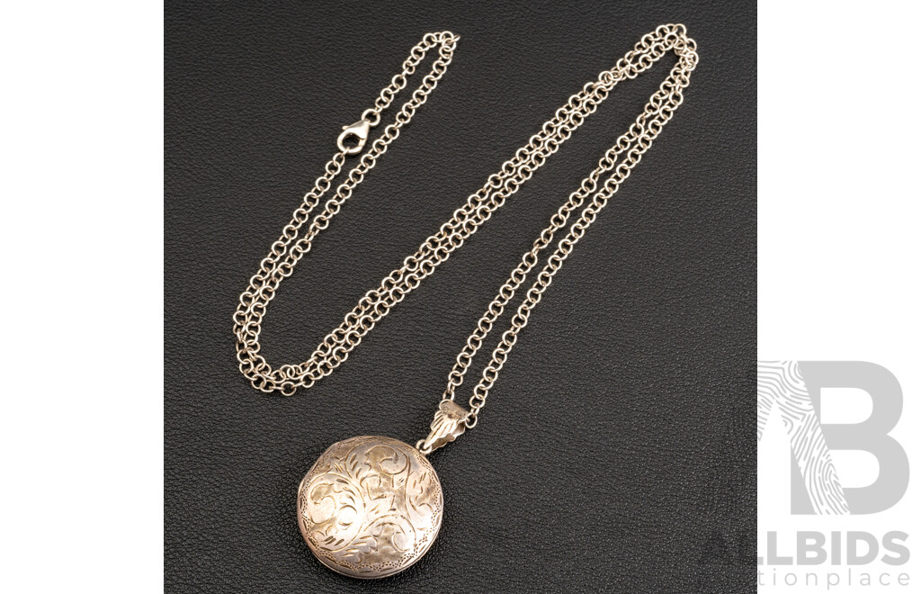 Vintage Sterling Silver (2) Lockets & Chains, 26.30 Grams