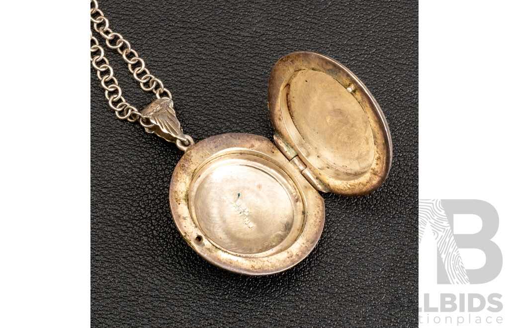 Vintage Sterling Silver (2) Lockets & Chains, 26.30 Grams