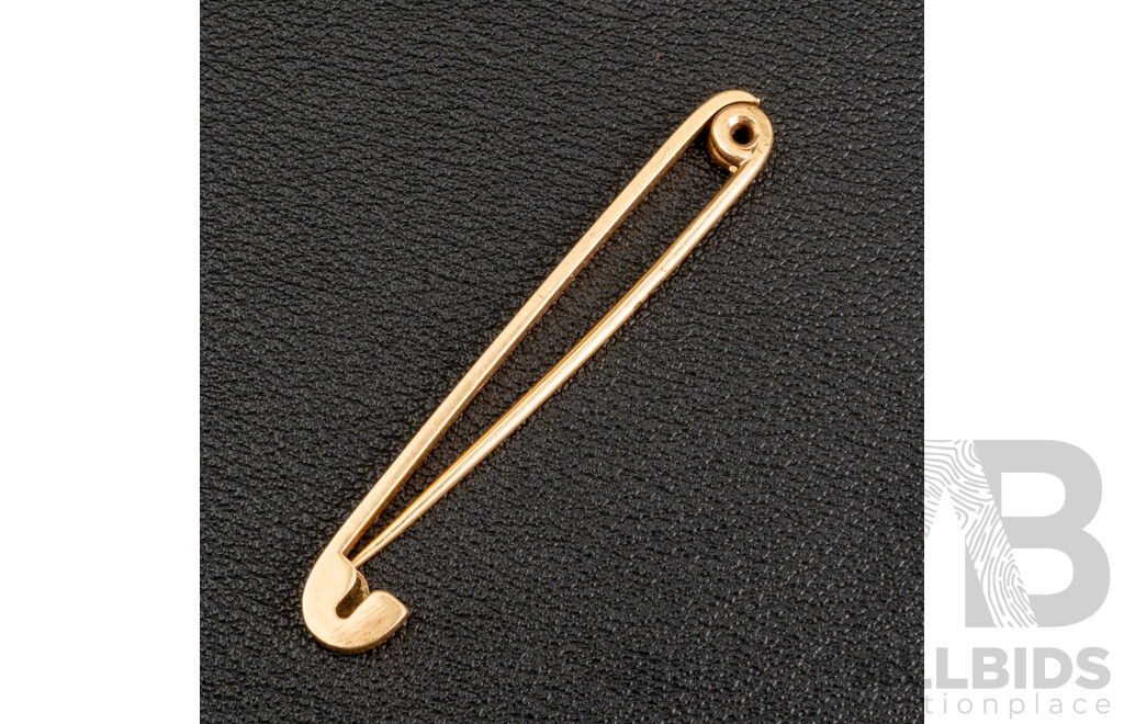 9ct Vintage Gold Tie Bar Pin/Brooch, 50mm, 3.45 Grams