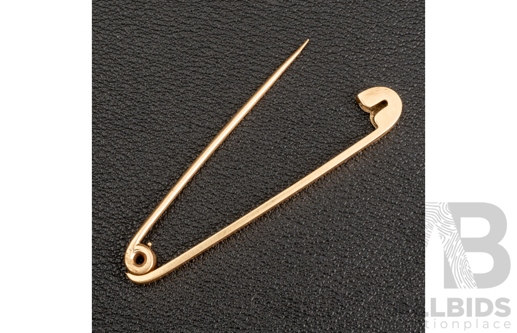 9ct Vintage Gold Tie Bar Pin/Brooch, 50mm, 3.45 Grams