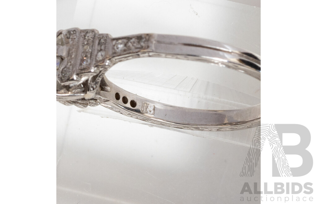 18ct White Gold Vintage Diamond Engagement Ring, TDW 1.0CT, Size M, 3.08 Grams