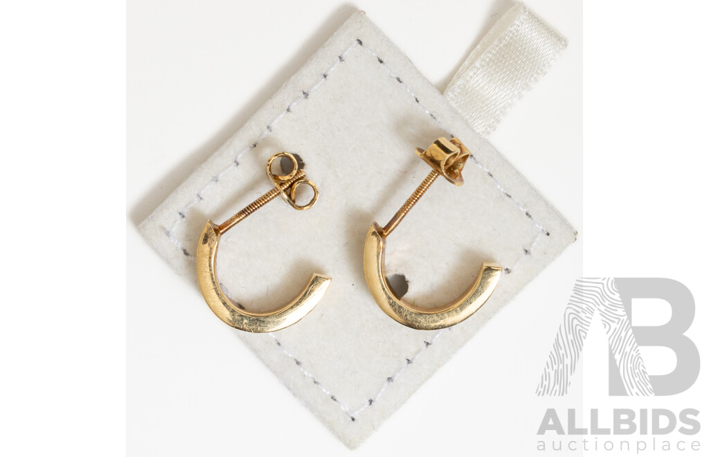 18ct Diamond Set 15mm Half Hoop Stud Earrings with Screw Backs, TDW 1.0ct, 5.75 Grams