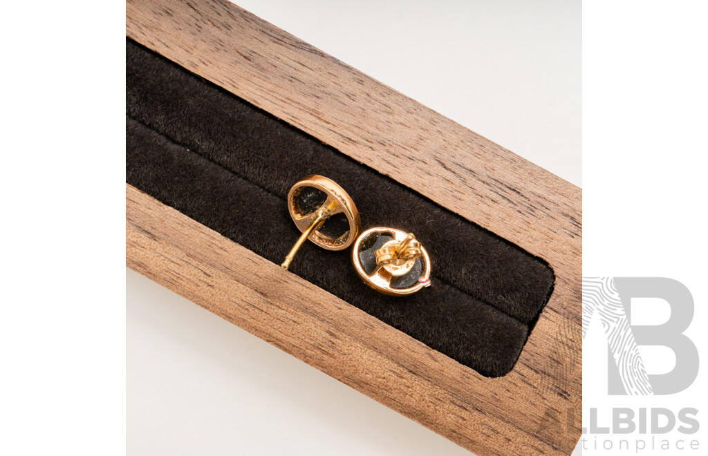 9ct Opal Triplet Stud Earrings, 9mm X 7mm, 1.41 Grams