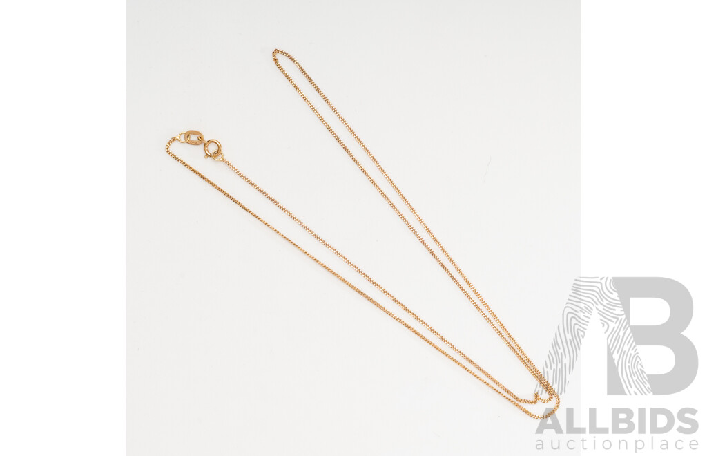9ct Fine Yellow Gold Curb Link Necklace, 45cm, 1.04 Grams