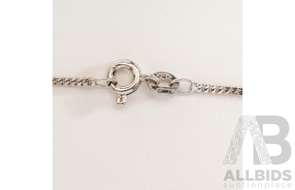 9ct White Gold Curb Link Necklace, 39cm, 2.30 Grams