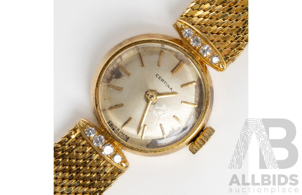 18ct Certina Diamond Set Vintage Ladies Watch, TDW0.06ct, 24.14 Grams