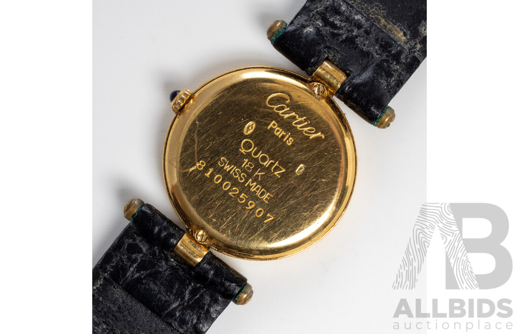 18ct Cartier Paris Vendome Vintage Ladies Watch, Swiss Made, 81002, C.1980's, 21.22 Grams Total Weight