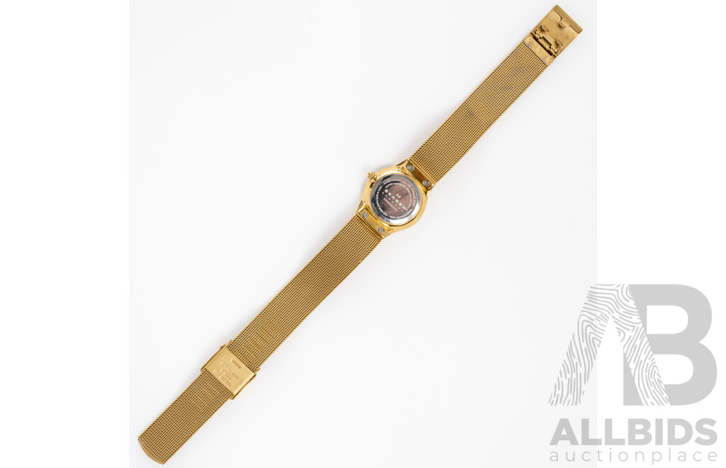 Skagen Denmark Gold Tone Ladies Watch with Swarovski Accents & Mesh Band, 233XSGGG2