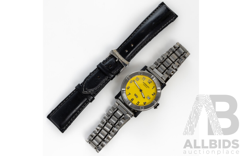 Raymond Weil Geneve W1 Watch, 6000 A948045, with Metal Bracelet Band & Original Leather Band