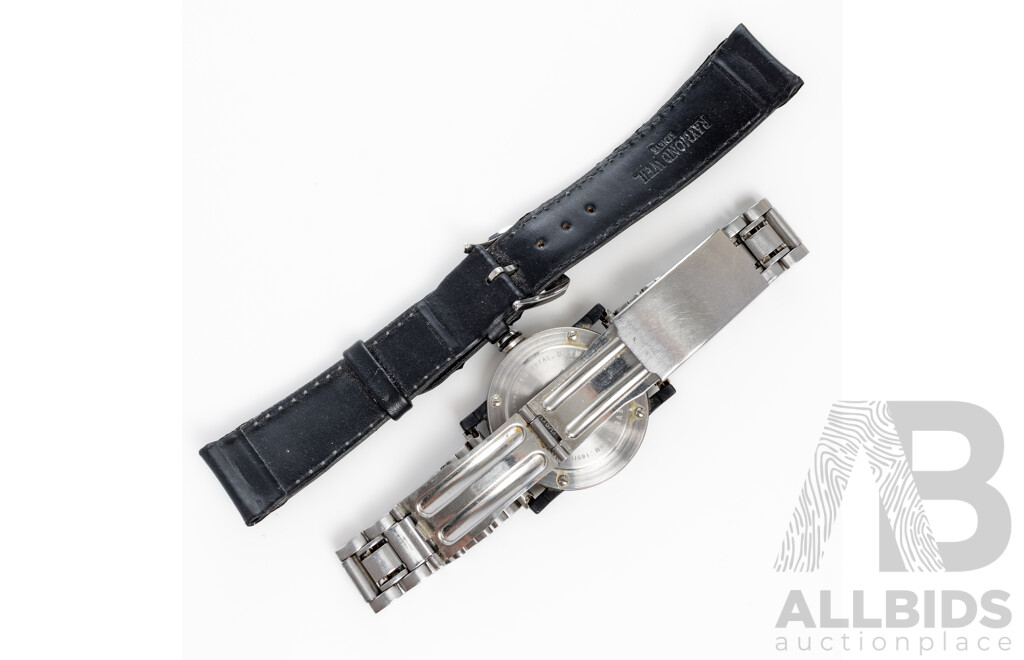 Raymond Weil Geneve W1 Watch, 6000 A948045, with Metal Bracelet Band & Original Leather Band