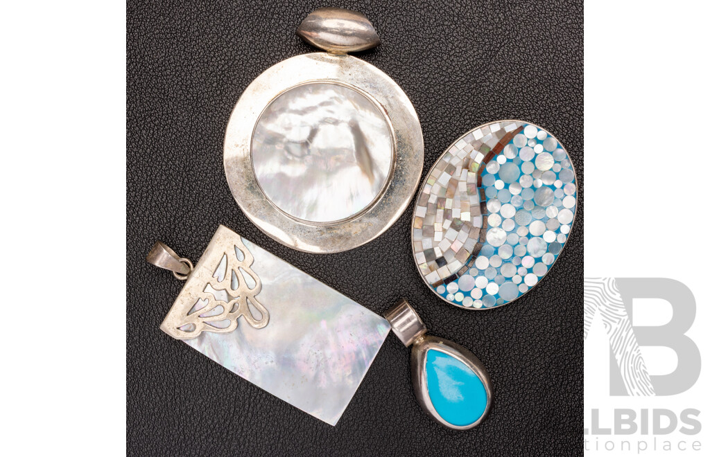 Collection of (4) Sterling Silver with Inlaid Mother of Pearl, 52.68 Grams