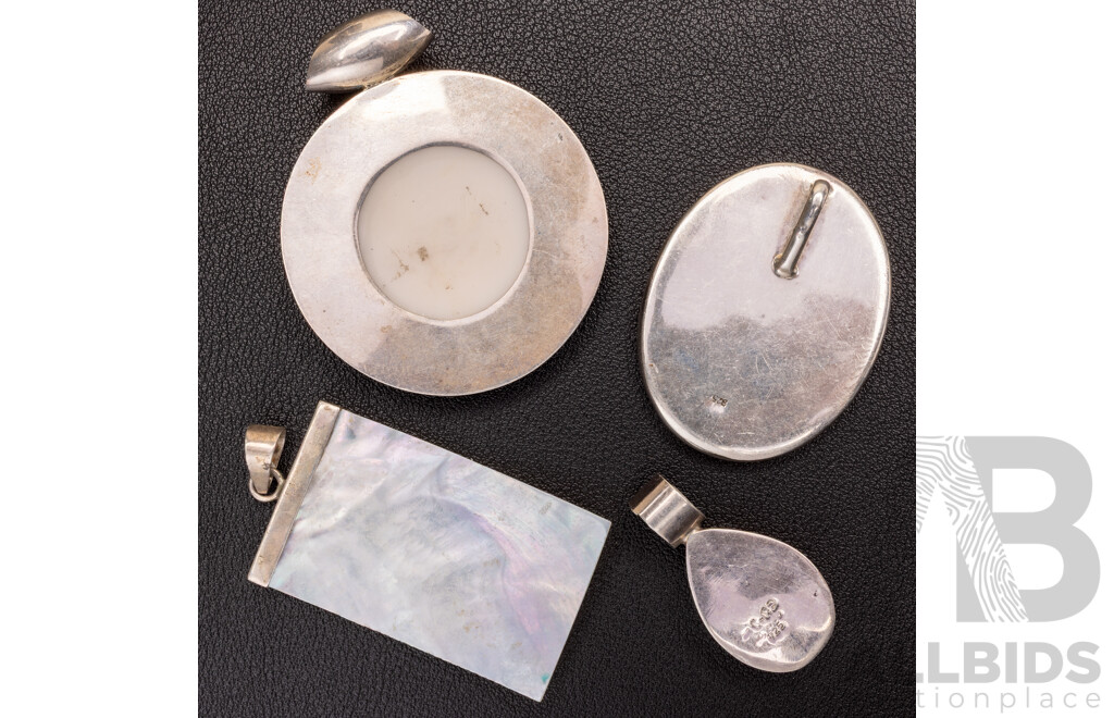 Collection of (4) Sterling Silver with Inlaid Mother of Pearl, 52.68 Grams