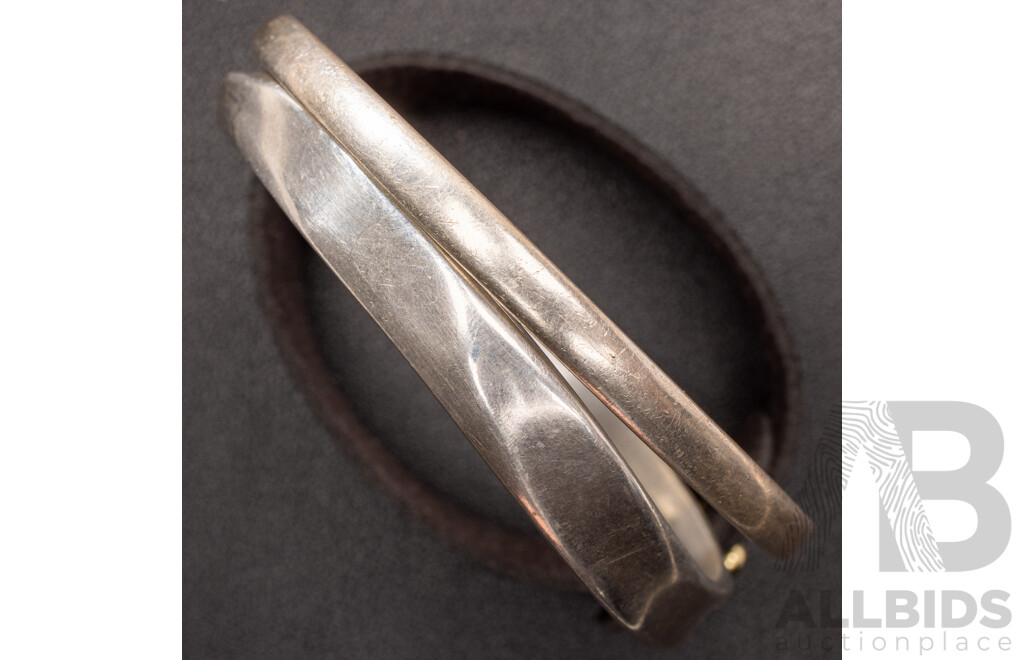 Solid Sterling Silver Quality (2) Bangles, 64mm & 66mm Diameter, 50.0 Grams