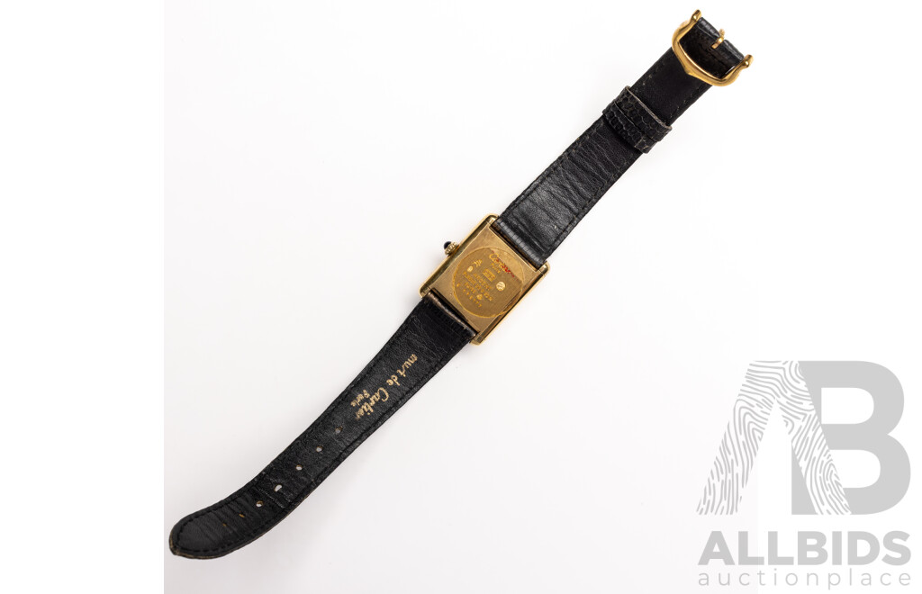 Cartier Tank Vermeil Must De Black Roman Dial Vermeil PM 1980s