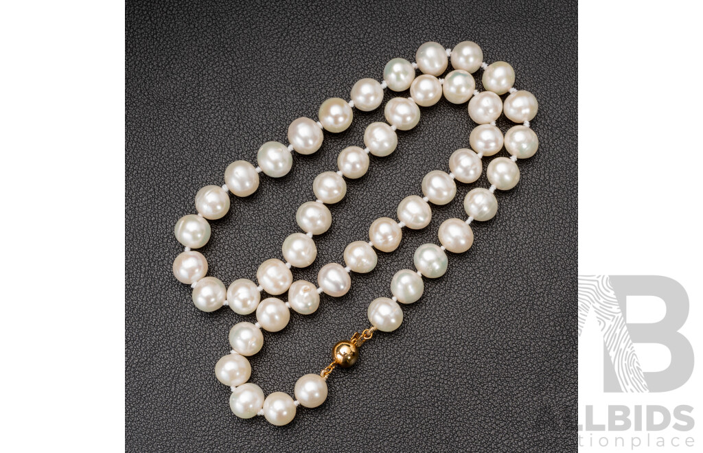 9ct Freshwater Cultured Pearl Necklace, 9-10mm, 45cm
