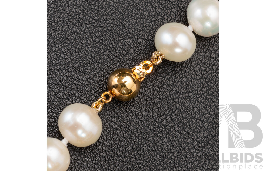 9ct Freshwater Cultured Pearl Necklace, 9-10mm, 45cm