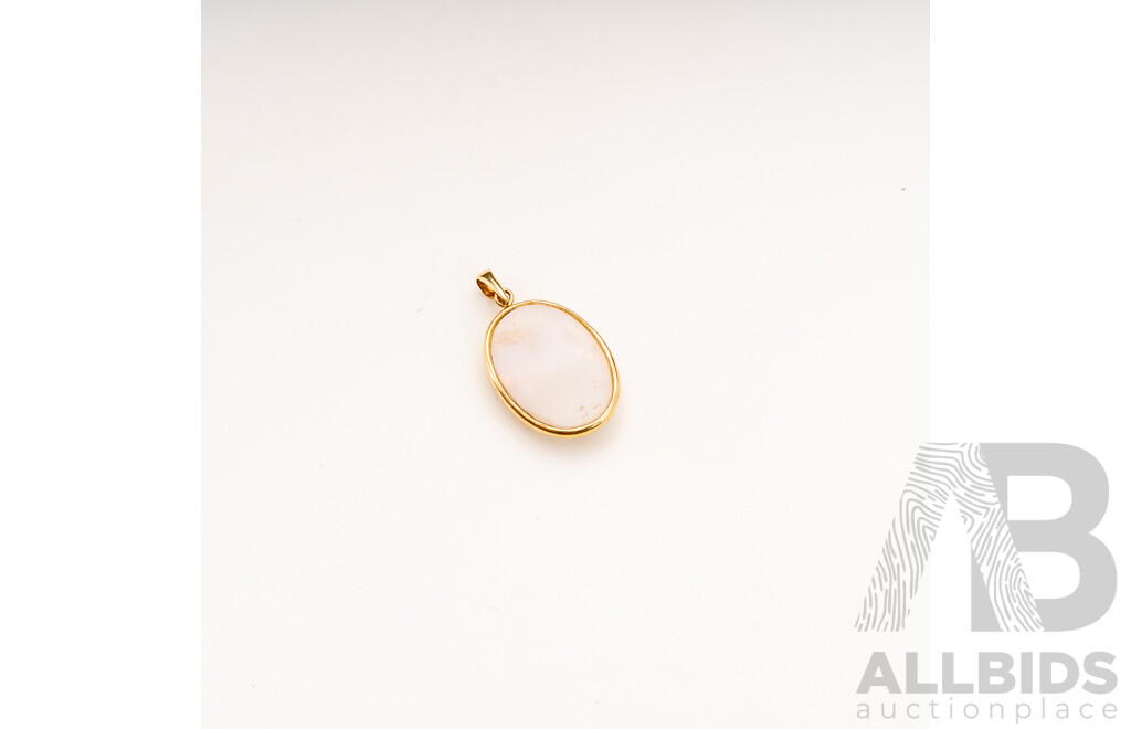 14ct Australian Crystal Opal Cabochon Pendant, 25mm, 1.33 Grams