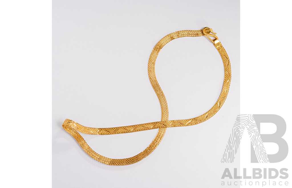 22ct Omega Mesh Necklace with S Hook Clasp, 38cm, 7.17 Grams