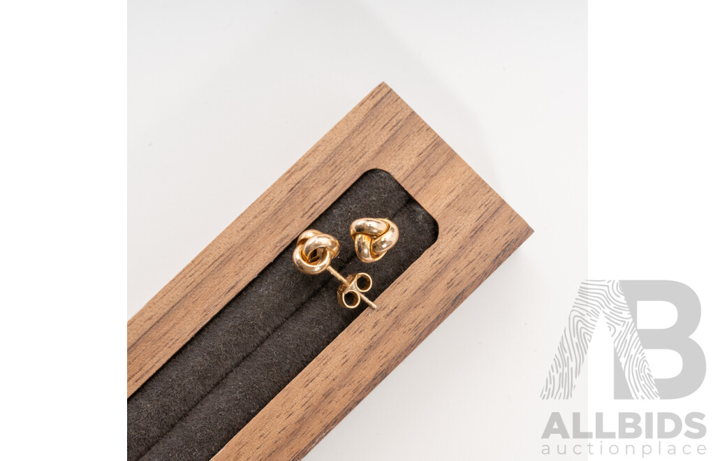 9ct Knot Stud Earrings, 7.2mm, 0.56 Grams