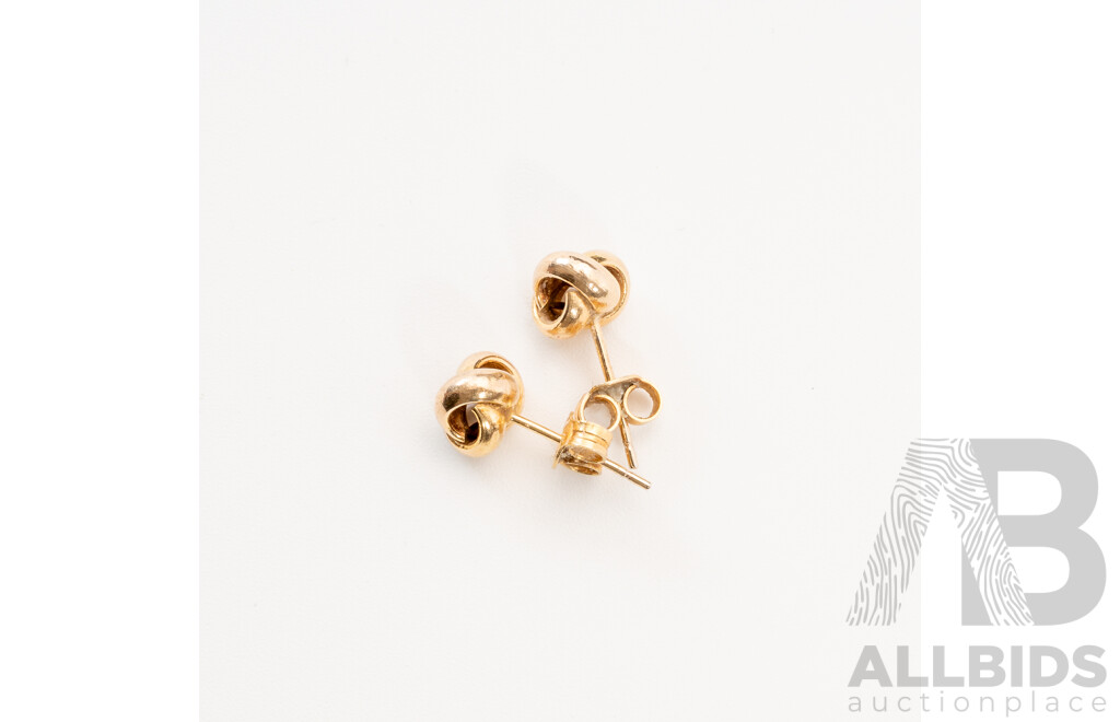 9ct Knot Stud Earrings, 7.2mm, 0.56 Grams