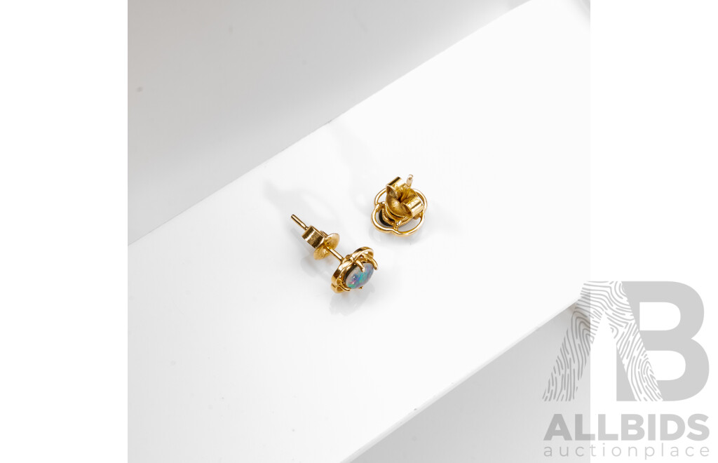 9ct Opal Triplet Stud Earrings, 8.9mm, 1.11 Grams