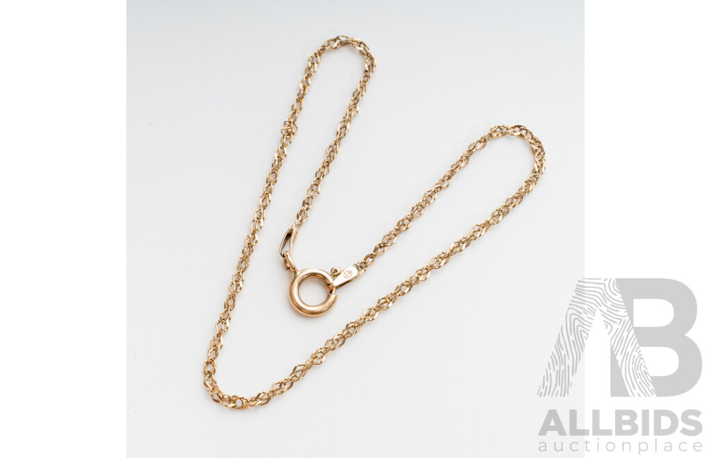 9ct Rope Twist Bracelet, 20cm, 1.14 Grams