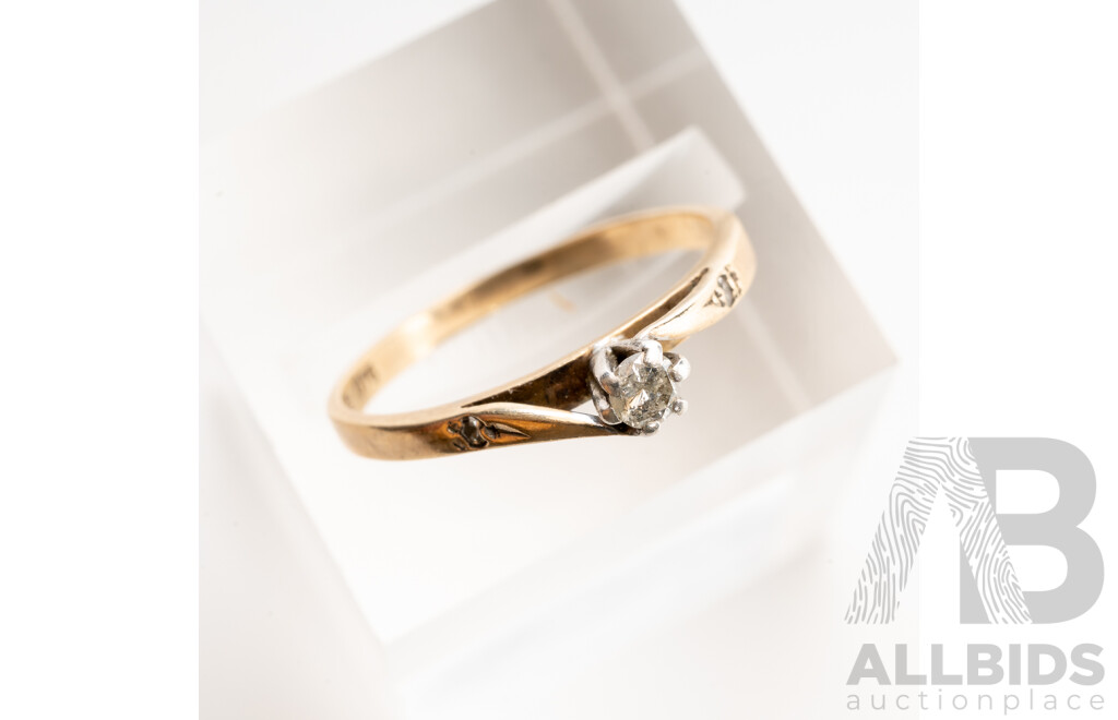 9ct Vintage Diamond Solitiare Ring, Est TDW0.05ct, Size N, 1.43 Grams
