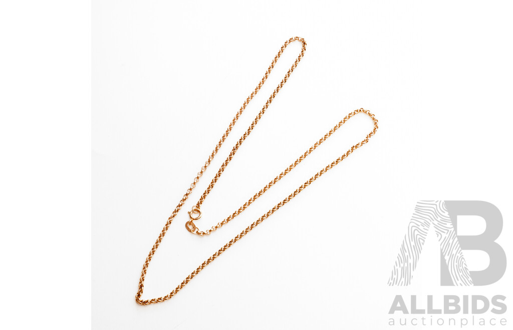 10ct Rose Gold Belcher Link Necklace, 45cm, 1.76 Grams - as New