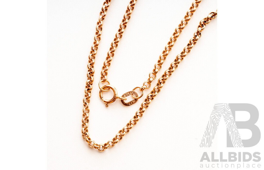 10ct Rose Gold Belcher Link Necklace, 45cm, 1.76 Grams - as New