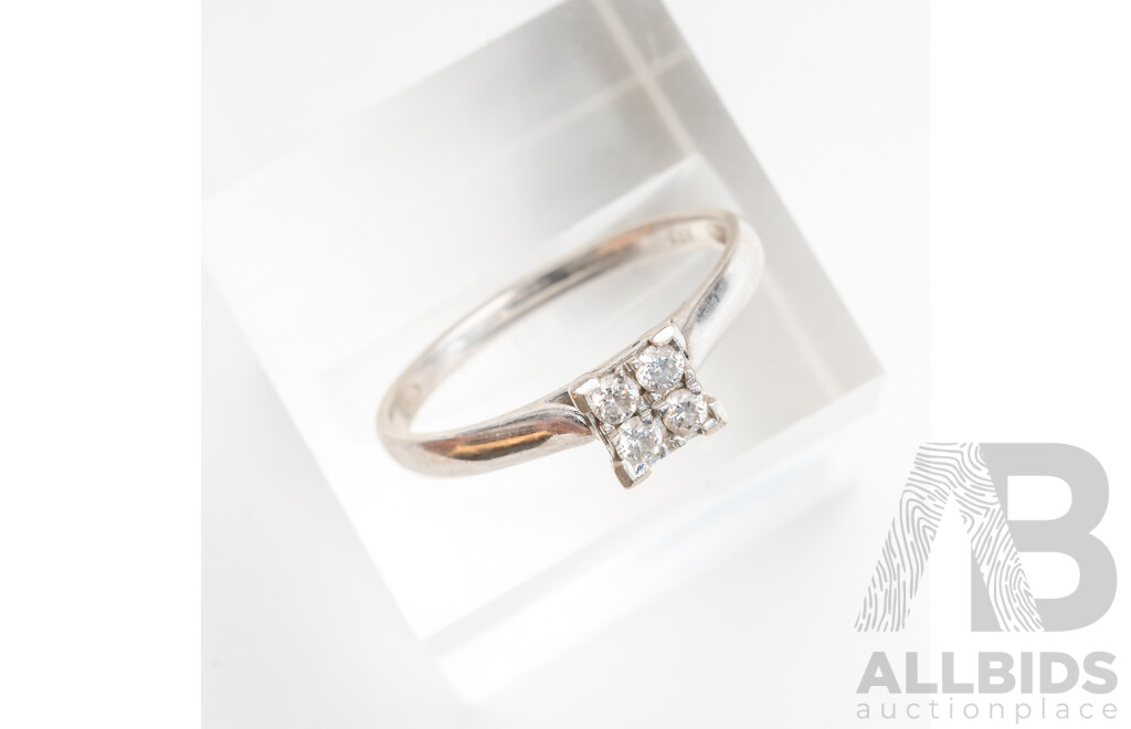 9ct Diamond Cluster Ring, TDW 0.20ct, Size O, 1.93 Grams