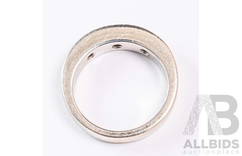 18ct Handmade White Gold Diamond Set Wedding Ring, TDW 0.15ct, Size L, 8.20 Grams