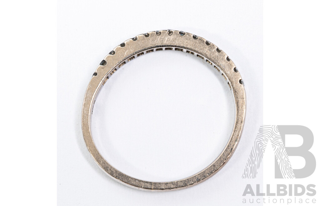 18ct White Gold Black Diamond Set Wedding/stacker Ring, Est TDW0.25ct, Size M, 2.45 Grams
