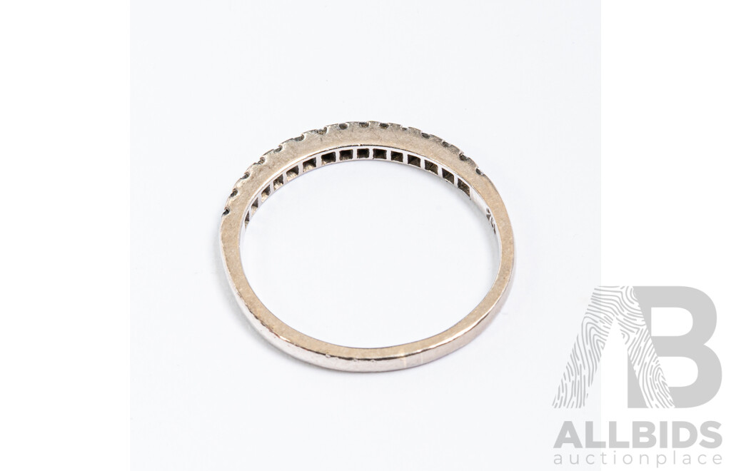 18ct White Gold Black Diamond Set Wedding/stacker Ring, Est TDW0.25ct, Size M, 2.45 Grams